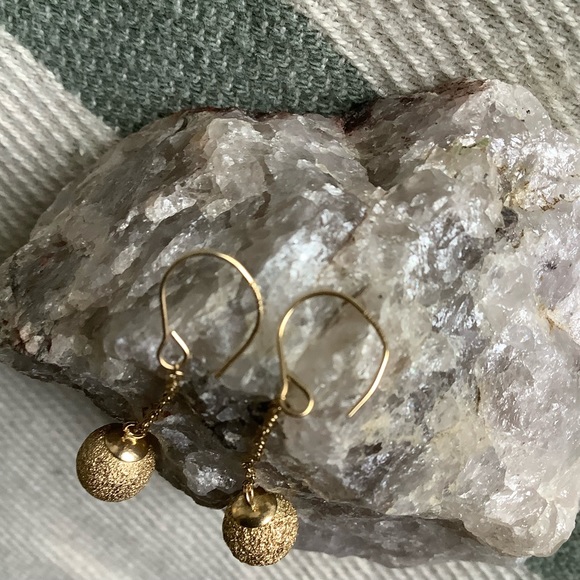 14K JJT Yellow gold drop earrings, pre-owned - Picture 4 of 6